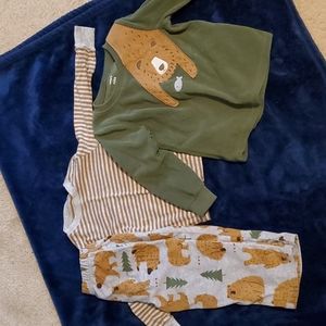 Carter's 3pc Fleece Bear PJ set 2T